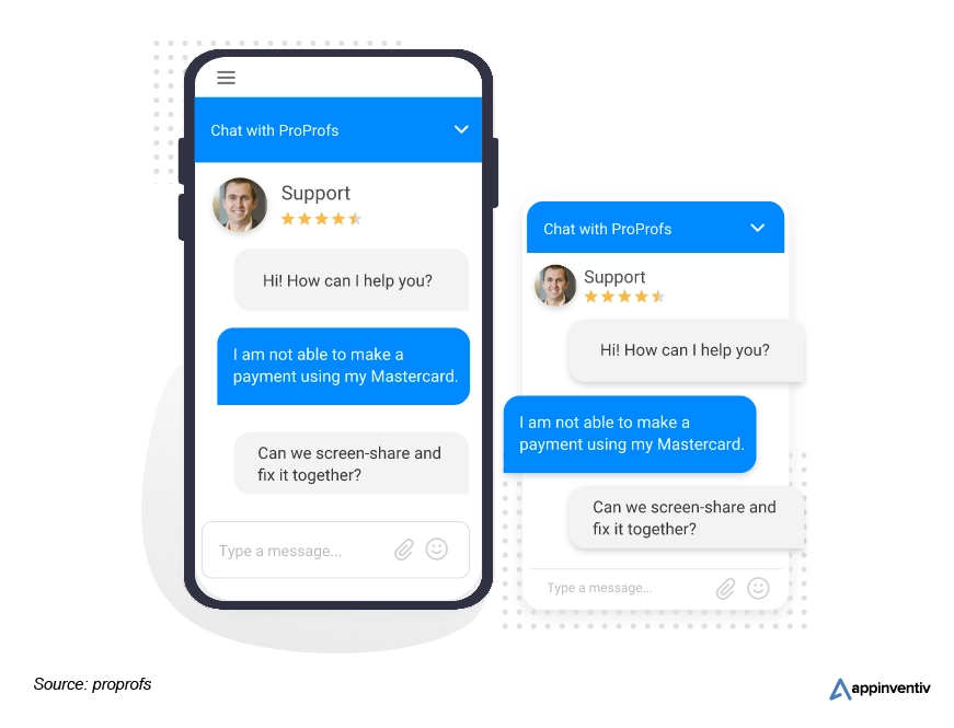 live chat support in eCommere app